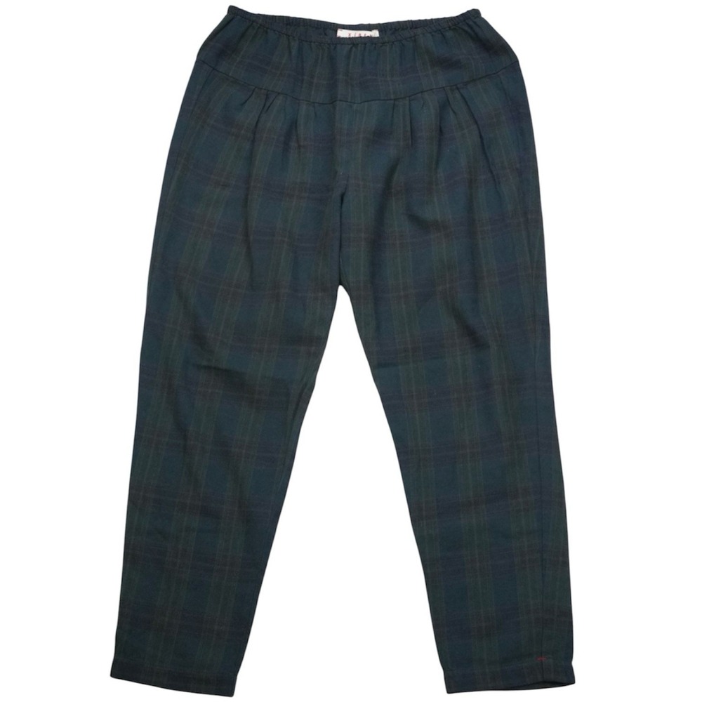 Xirena Green Plaid Cotton Pull On Pants Small Cropped Relaxed Dark Academia